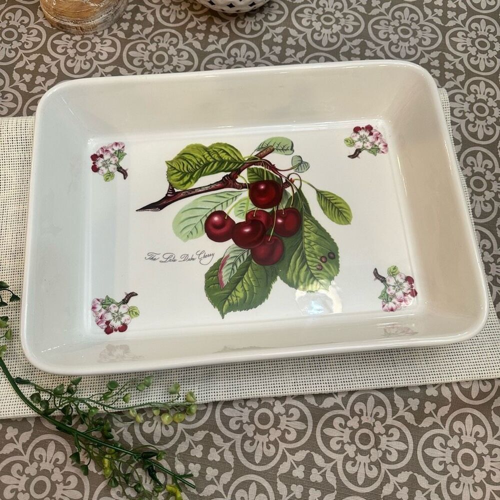 Portmeirion Pomona Late Duke Cherry Rectangular Baking Dish Large‎ 14” Porcelain